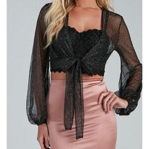 Windsor black mesh glitter jacket